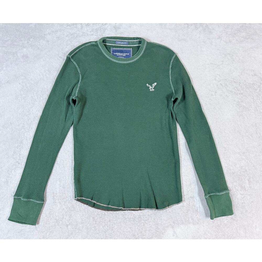 American Eagle Vintage Fit Men’s S Green Waffle Thermal Shirt